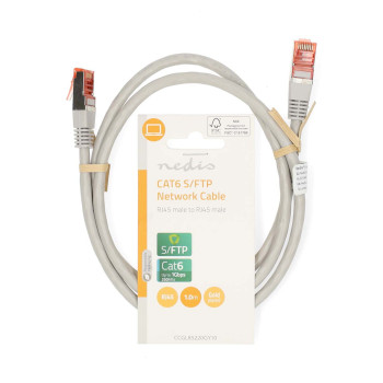 CCGL85220GY10 Cat6 netwerkkabel | rj45 male | rj45 male | sf/utp | 1.00 m | rond | pvc | grijs | label  foto