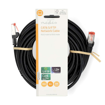 CCGL85221BK100 Cat6 netwerkkabel | rj45 male | rj45 male | s/ftp | 10.0 m | rond | lszh | zwart | label  foto