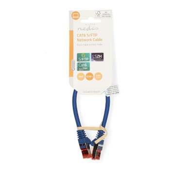 CCGL85221BU025 Cat6 netwerkkabel | rj45 male | rj45 male | s/ftp | 0.25 m | rond | lszh | blauw | label  foto