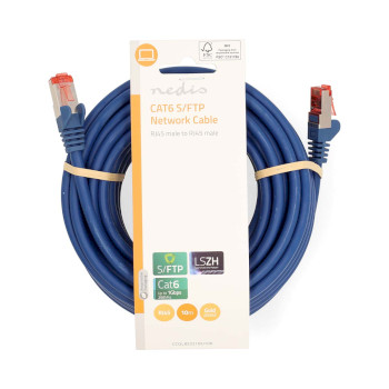 CCGL85221BU100 Cat6 netwerkkabel | rj45 male | rj45 male | s/ftp | 10.0 m | rond | lszh | blauw | label  foto