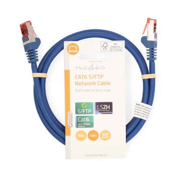 CCGL85221BU10 Cat6 netwerkkabel | rj45 male | rj45 male | s/ftp | 1.00 m | rond | lszh | blauw | label  foto