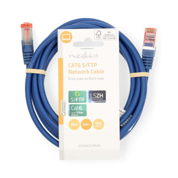 CCGL85221BU20 Cat6 netwerkkabel | rj45 male | rj45 male | s/ftp | 2.00 m | rond | lszh | blauw | label  foto