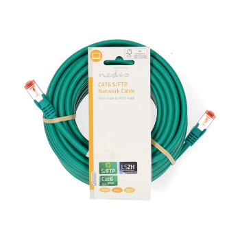 CCGL85221GN150 Cat6 netwerkkabel | rj45 male | rj45 male | s/ftp | 15.0 m | rond | lszh | groen | label  foto