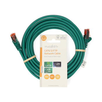 CCGL85221GN50 Cat6 netwerkkabel | rj45 male | rj45 male | s/ftp | 5.00 m | rond | lszh | groen | label  foto