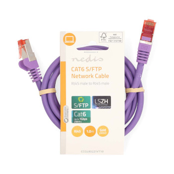 CCGL85221VT10 Cat6 netwerkkabel | rj45 male | rj45 male | s/ftp | 1.00 m | rond | lszh | violet | label  foto