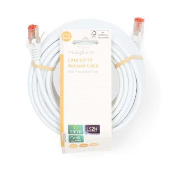 CCGL85221WT150 Cat6 netwerkkabel | rj45 male | rj45 male | s/ftp | 15.0 m | rond | lszh | wit | label  foto