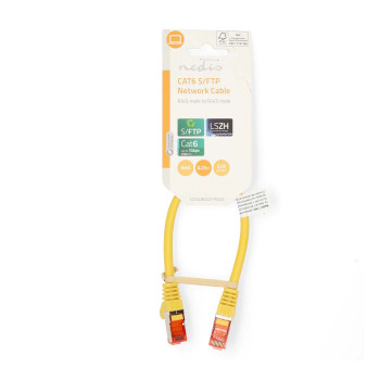 CCGL85221YE025 Cat6 netwerkkabel | rj45 male | rj45 male | s/ftp | 0.25 m | rond | lszh | geel | label  foto