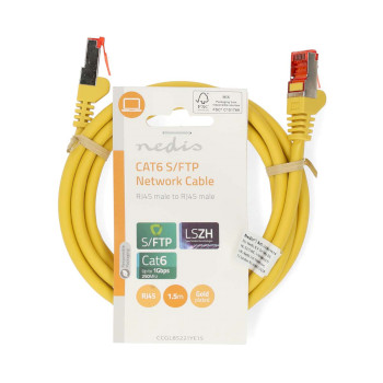 CCGL85221YE15 Cat6 netwerkkabel | rj45 male | rj45 male | s/ftp | 1.50 m | rond | lszh | geel | label  foto