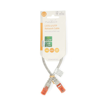 CCGL85230GY025 Cat6 netwerkkabel | rj45 male | rj45 male | u/utp | 0.25 m | rond | pvc | grijs | label  foto