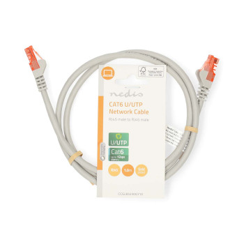 CCGL85230GY10 Cat6 netwerkkabel | rj45 male | rj45 male | u/utp | 1.00 m | rond | pvc | grijs | label  foto