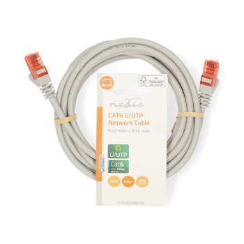 CCGL85230GY30 Cat6 netwerkkabel | rj45 male | rj45 male | u/utp | 3.00 m | rond | pvc | grijs | label  foto