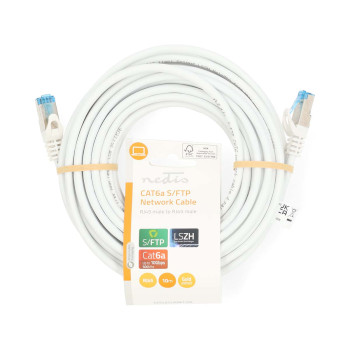 CCGL85330WT100 Cat6a netwerkkabel | s/ftp | rj45 male | rj45 male | 10.0 m | snagless | rond | lszh | wit | label  foto