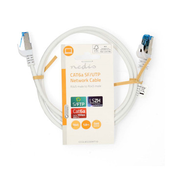 CCGL85330WT10 Cat6a netwerkkabel | s/ftp | rj45 male | rj45 male | 1.00 m | snagless | rond | lszh | wit | label  foto