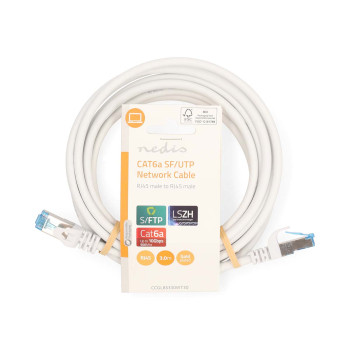 CCGL85330WT30 Cat6a netwerkkabel | s/ftp | rj45 male | rj45 male | 3.00 m | snagless | rond | lszh | wit | label  foto