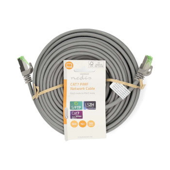 CCGL85420GY150 Cat7 netwerkkabel | s/ftp | rj45 male | rj45 male | 15.0 m | snagless | rond | lszh | grijs | label  foto