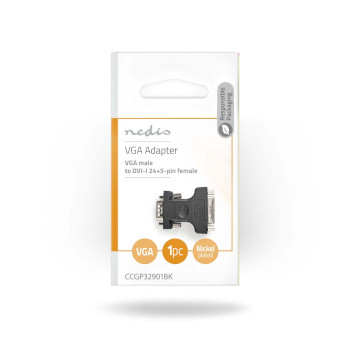 CCGP32901BK Vga-adapter | vga male | dvi-i 24+5-pins female | vernikkeld | recht | abs / metaal | zwart | envelo  foto
