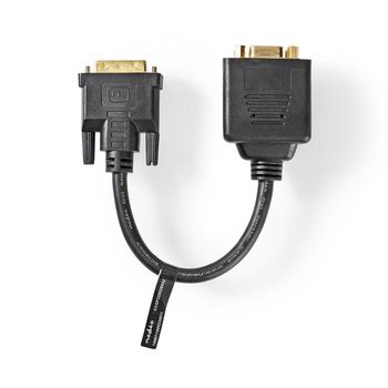 CCGP32952BK02 Dvi-kabel | dvi-i 24+5-pin male | 2x vga female | 1080p | vernikkeld | 0.20 m | pvc | zwart | polyba