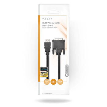 CCGP34800BK30 Hdmi™ kabel | hdmi™ connector | dvi-d 24+1-pins male | 1080p | vernikkeld | 3.00 m | rec  foto