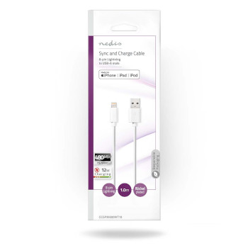 CCGP39300WT10 Lightning kabel | usb 2.0 | apple lightning 8-pins | usb-a male | 480 mbps | vernikkeld | 1.00 m | r  foto