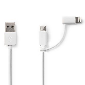 CCGP39400WT10 2-in-1-kabel | usb 2.0 | usb-a male | apple lightning 8-pins / usb micro-b male | 480 mbps | 1.00 m  Product foto