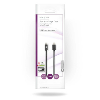 CCGP39650BK20 Lightning kabel | usb 2.0 | apple lightning 8-pins | usb-c™ male | 480 mbps | vernikkeld | 2.0  foto