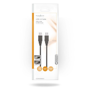 CCGP60000BK30 Usb-kabel | usb 2.0 | usb-a male | usb-a male | 480 mbps | vernikkeld | 3.00 m | rond | pvc | zwart   foto