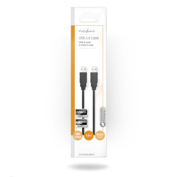 CCGP60005BK10 Usb-kabel | usb 2.0 | usb-a male | usb-a male | 480 mbps | vernikkeld | 1.00 m | plat | pvc | zwart   foto