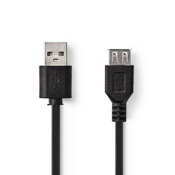 CCGP60010BK02 Usb-kabel | usb 2.0 | usb-a male | usb-a female | 480 mbps | vernikkeld | 0.20 m | rond | pvc | zwar