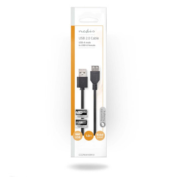 CCGP60010BK10 Usb-kabel | usb 2.0 | usb-a male | usb-a female | 480 mbps | vernikkeld | 1.00 m | rond | pvc | zwar  foto