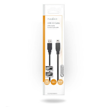 CCGP60300BK10 Usb-kabel | usb 2.0 | usb-a male | usb mini-b 5-pins male | 480 mbps | vernikkeld | 1.00 m | rond |   foto