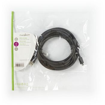 CCGP60500BK50 Usb-kabel | usb 2.0 | usb-a male | usb micro-b male | 480 mbps | vernikkeld | 5.00 m | rond | pvc |  Verpakking foto