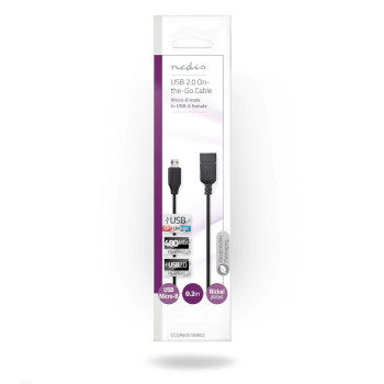 CCGP60515BK02 Usb micro-b adapter | usb 2.0 | usb micro-b male | usb-a female | 480 mbps | 0.20 m | plat | vernikk  foto