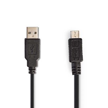 CCGP60540BK20 Usb-kabel | usb 2.0 | usb-a male | usb micro-b male | 480 mbps | vernikkeld | 2.00 m | gekruld | pvc Product foto