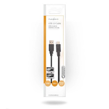 CCGP60540BK20 Usb-kabel | usb 2.0 | usb-a male | usb micro-b male | 480 mbps | vernikkeld | 2.00 m | gekruld | pvc  foto