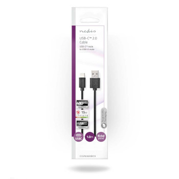 CCGP60600BK10 Usb-kabel | usb 2.0 | usb-a male | usb-c™ male | 15 w | 480 mbps | vernikkeld | 1.00 m | rond   foto