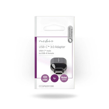 CCGP60915BK Usb-c™ adapter | usb 3.2 gen 1 | usb-c™ male | usb-a female | rond | vernikkeld | zwart   foto