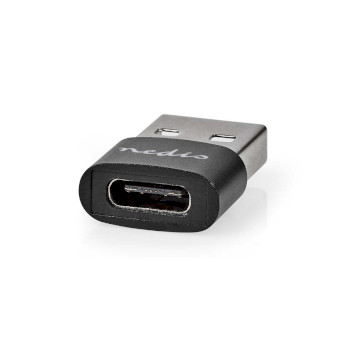 CCGB60920BK Usb-a adapter | usb 2.0 | usb-a male | usb-c™ female | 480 mbps | rond | vernikkeld | zwart |  Product foto
