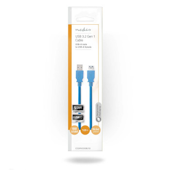 CCGP61010BU10 Usb-kabel | usb 3.2 gen 1 | usb-a male | usb-a female | 5 gbps | vernikkeld | 1.00 m | rond | pvc |   foto