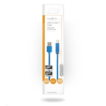 CCGP61100BU20 Usb-kabel | usb 3.2 gen 1 | usb-a male | usb-b male | 5 gbps | vernikkeld | 2.00 m | rond | pvc | bl  foto