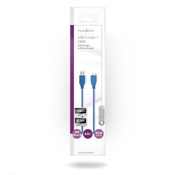 CCGP61500BU05 Usb-kabel | usb 3.2 gen 1 | usb-a male | usb micro-b male | 5 gbps | vernikkeld | 0.50 m | rond | pv  foto