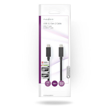 CCGP64020BK10 Usb-kabel | usb 3.2 gen 2 | usb-c™ male | usb-c™ male | 100 w | 4k@60hz | 20 gbps | vern  foto