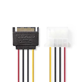 CCGP73530VA015 Interne voedingskabel | sata 15-pins male | molex female | verguld | 0.15 m | rond | pvc | multicolo