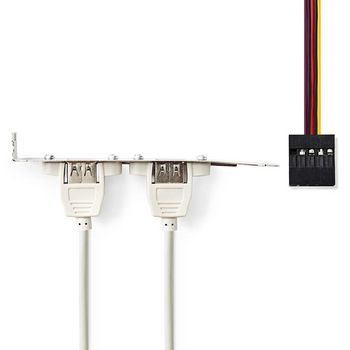 CCGP74800GY05 Usb-adapter | usb 2.0 | 2x usb-a | 8-pin female | 480 mbps | 0.50 m | rond | vernikkeld | pvc | grij