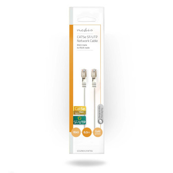 CCGP85121WT05 Cat5e netwerkkabel | sf/utp | rj45 male | rj45 male | 0.50 m | rond | pvc | wit | envelop  foto