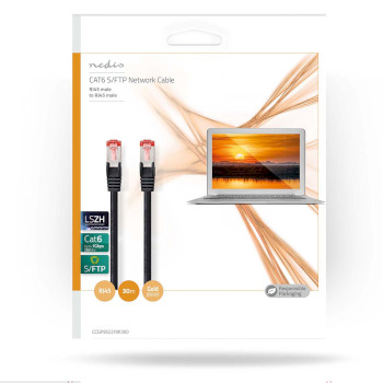 CCGP85221BK300 Cat6 netwerkkabel | rj45 male | rj45 male | s/ftp | 30.0 m | rond | lszh | zwart | envelop  foto