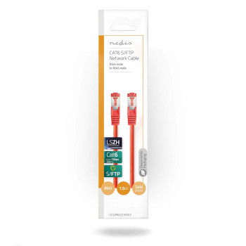 CCGP85221RD15 Cat6 netwerkkabel | rj45 male | rj45 male | s/ftp | 1.50 m | rond | lszh | rood | envelop  foto