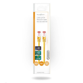 CCGP85221YE20 Cat6 netwerkkabel | rj45 male | rj45 male | s/ftp | 2.00 m | rond | lszh | geel | envelop  foto