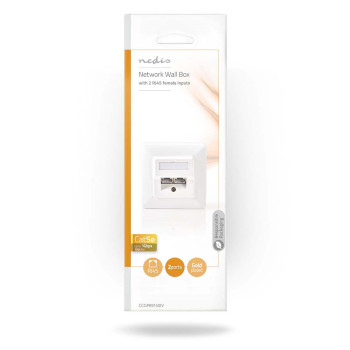 CCGP89150IV Netwerk wanddoos | inbouw | 2 poort(en) | cat5e | recht | female | goud verguld | pvc | wit | envelo Verpakking foto