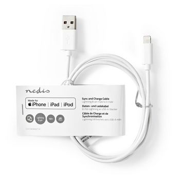 CCGT39300WT10 Lightning kabel | usb 2.0 | apple lightning 8-pins | usb-a male | 480 mbps | vernikkeld | 1.00 m | r  foto