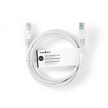 CCGT85100WT75 Cat5e netwerkkabel | u/utp | rj45 male | rj45 male | 7.50 m | rond | pvc | wit | label  foto